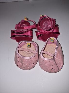 Build-A-Bear Pink Glitter Shoes with Hot Pink Sandals